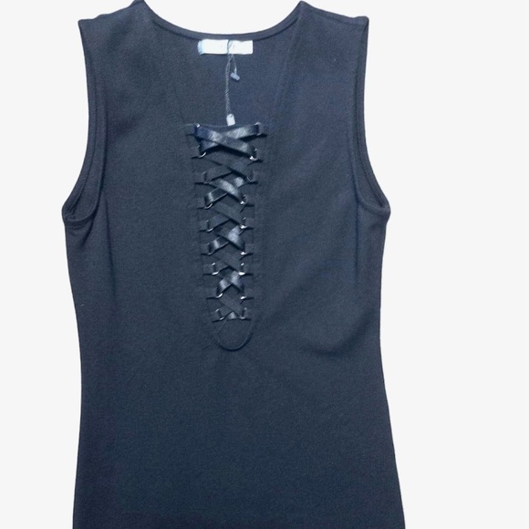 Womens black front lace up dress - Picture 4 of 4